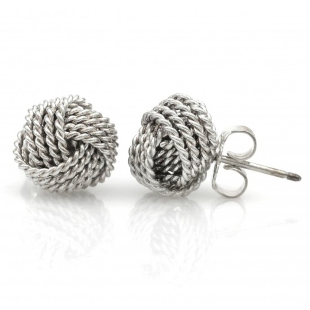 Tiffany Twist 925 Sterling Silver Rope Knot Stud Earrings